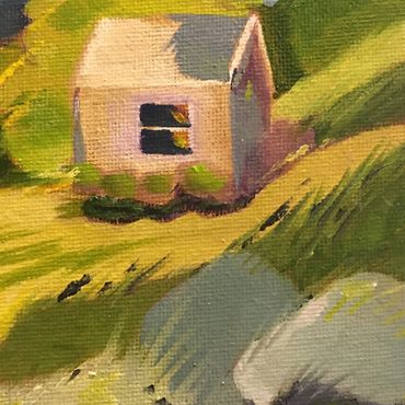 Up Island Cottage. Oil on board.