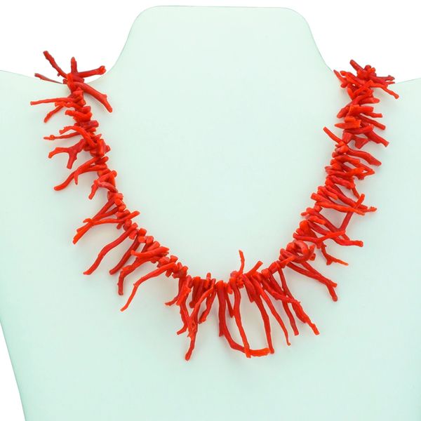 Italian Handmade Corallium Rubrum Branch Necklace