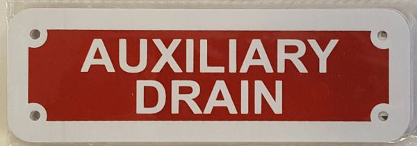 AUXILIARY DRAIN Aluminum Sprinkler System Sign 6/" x 2/"
