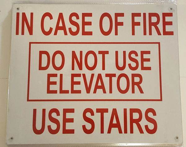 IN CASE OF FIRE DO NOT USE ELEVATOR USE STAIRS SIGN (RED NY SIGN) | HPD ...