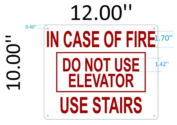 IN CASE OF FIRE DO NOT USE ELEVATOR USE STAIRS SIGN (RED NY SIGN) | HPD ...