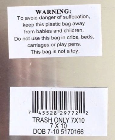 Put All Trash in Sealed Plastic Bags Sign, SKU: K-2295