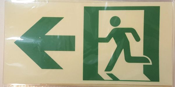 EXIT SIGN (PHOTOLUMINESCENT SIGN WITH RUNNING MAN AND ARROW