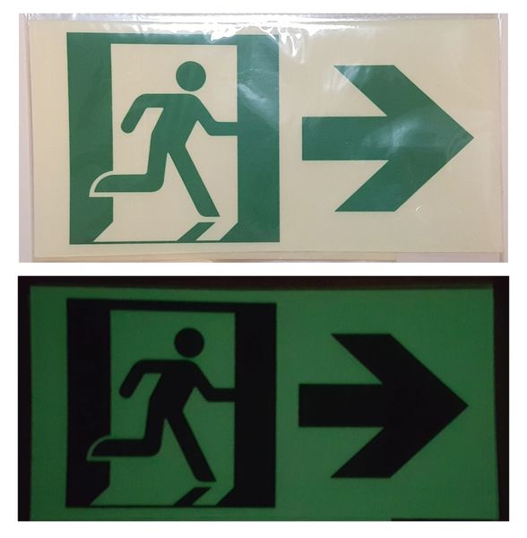 Exit Sign Photoluminescent Sign With Running Man And Arrow Hpd Signs The Official Store - blackgreen exit signs flashing signs roblox