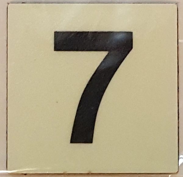 PHOTOLUMINESCENT DOOR NUMBER 1 SIGN HEAVY DUTY / GLOW IN THE DARK DOOR NUMBER  ONE SIGN HEAVY DUTY (ALUMINUM SIGN/ APARTMENT EMERGENCY MARKINGS 1.5 X  1.5) -REF2305 