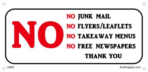 Engraved Sign No Junk Mail 