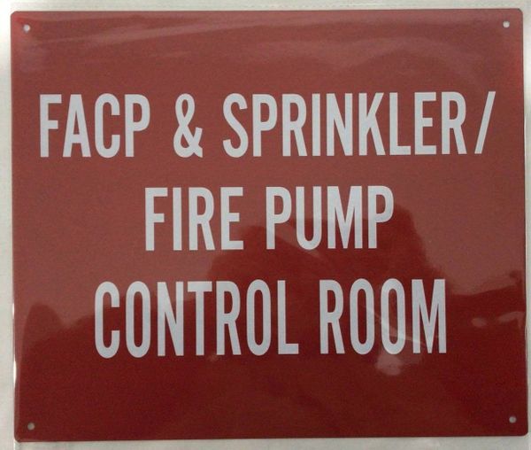 Facp Sprinkler Fire Pump Control Room Sign Reflective Aluminum Signs 10x12