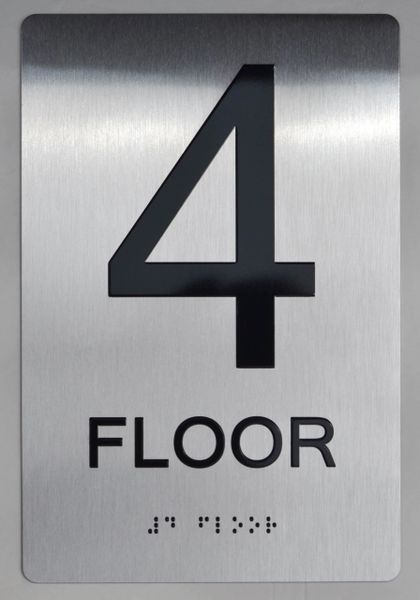 NYC HPD FLOOR NUMBER FOUR (4) SIGN (BRUSHED ALUMINUM, 5.75''X4'') | HPD ...