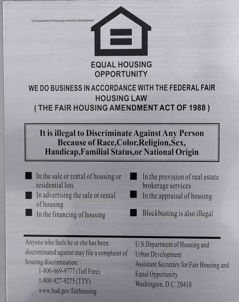 Dob Nyc Equal Housing Opportunity Sign White Aluminum 11x85 Hpd Signs The Official Store 