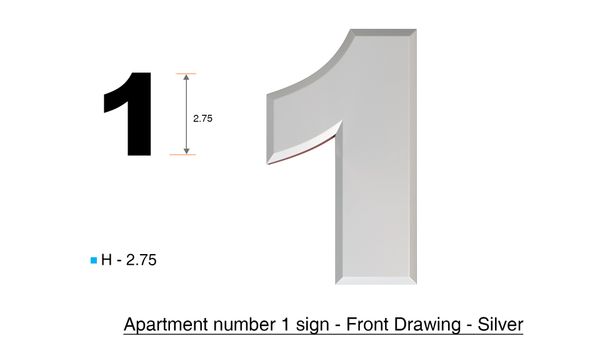 DOB SIGNS: 1 SIGN– SILVER (PLASTIC NUMBERS FOR MAIL BOXES IN NYC)