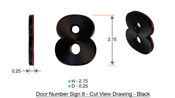 DOB SIGNS: 8 SIGN– BLACK (PLASTIC NUMBERS FOR MAIL BOXES IN NYC)