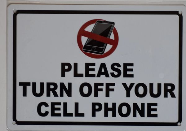 phone cell turn sign please signs aluminum signage