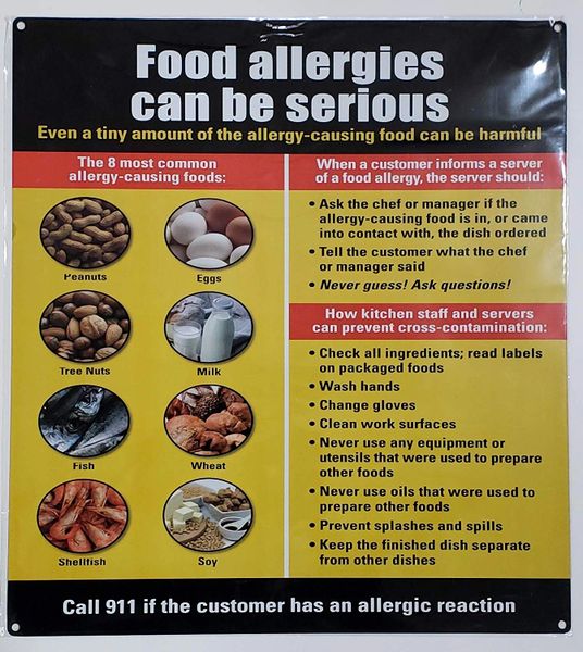 HPD SIGN:Food Allergies Sign (ALUMINUM CONSUMER ADVISORY FOR NYC) | HPD ...