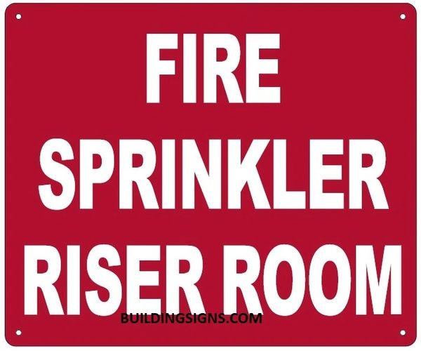 Fire Sprinkler Riser Room Sign Aluminum Signs 10x12