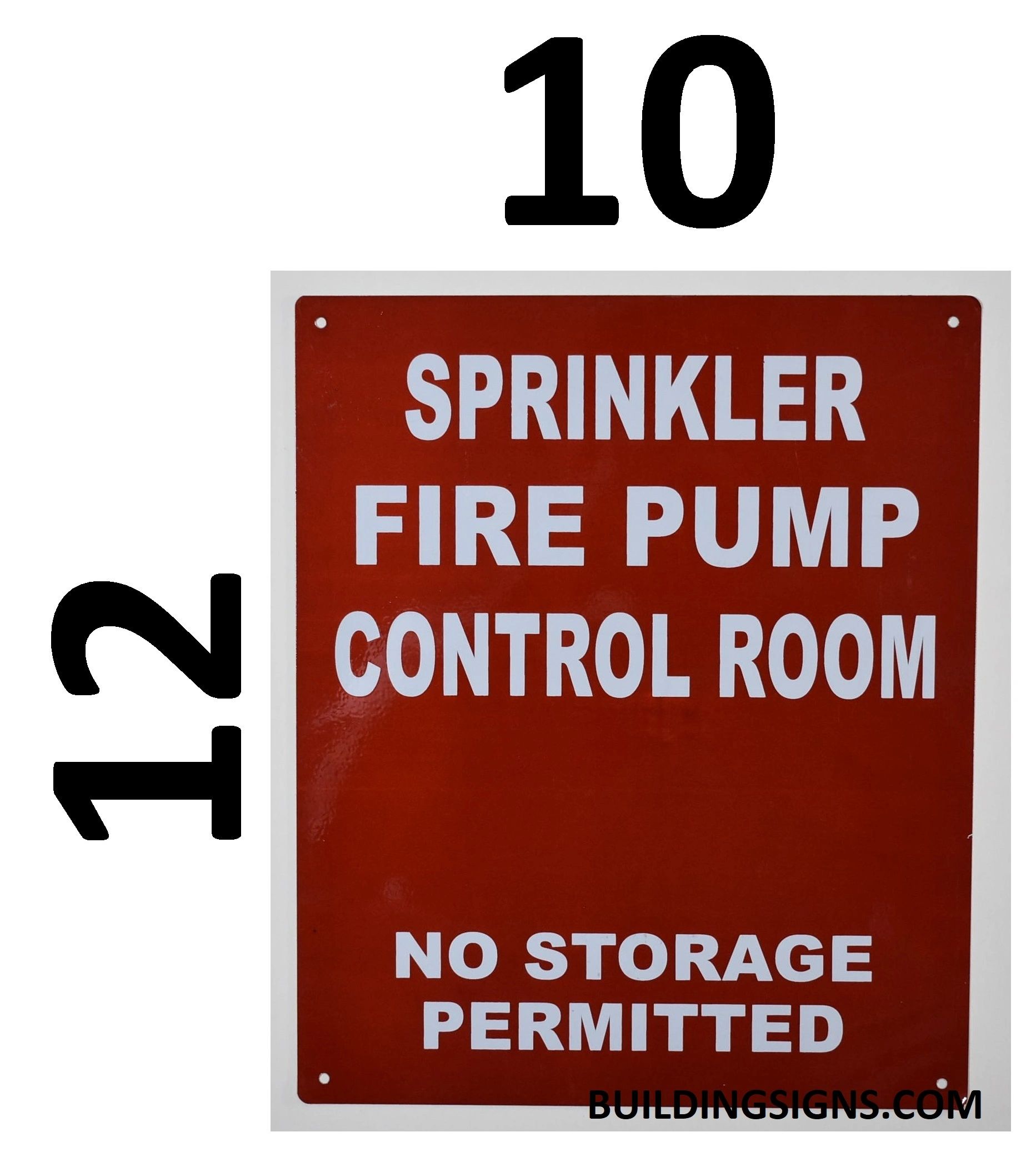 Sprinkler Fire Pump Control Room Sign Reflective Aluminum Signs 12x10