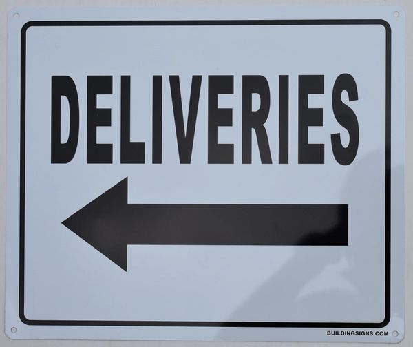 HPD SIGN:DELIVERIES LEFT SIGN (ALUMINUM SIGNS FOR USE IN NYC) | HPD ...