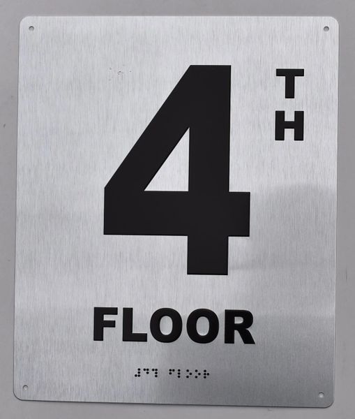 NYC HPD FLOOR NUMBER FOUR (4) SIGN (BRUSHED ALUMINUM, 5.75''X4'') | HPD ...