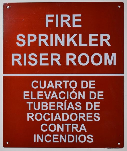 Fire Sprinkler Riser Room Sign Aluminum Signs 12x10