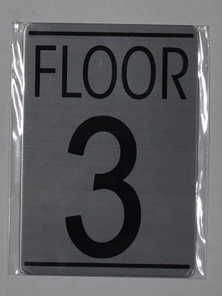 NYC HPD FLOOR NUMBER THREE (3) SIGN (BRUSHED ALUMINUM,5.75''X4'') | HPD ...