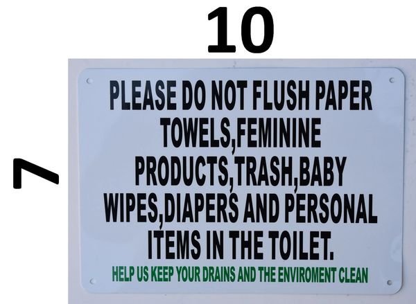 HPD SIGNSDO NOT FLUSH PAPER TOWELS IN THE TOILET SIGN (ALUMINUM) HPD