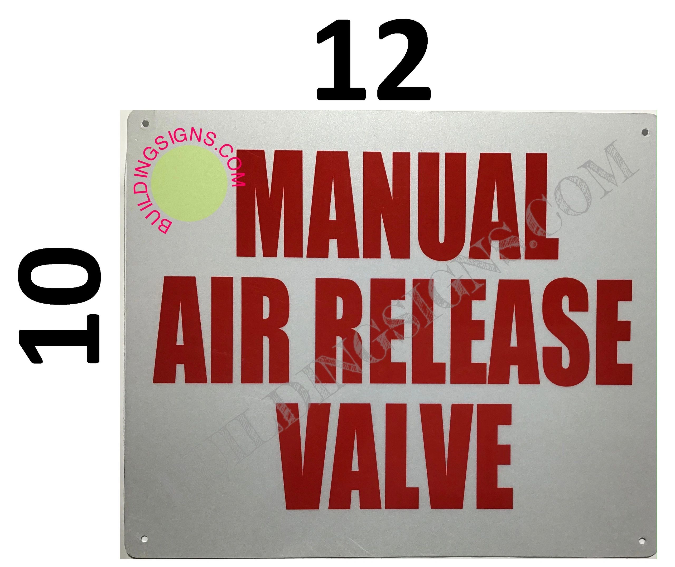 HPD SIGNS: MANUAL AIR RELEASE VALVE SIGN (THE ALUMINUM HPD SIGNS) | HPD