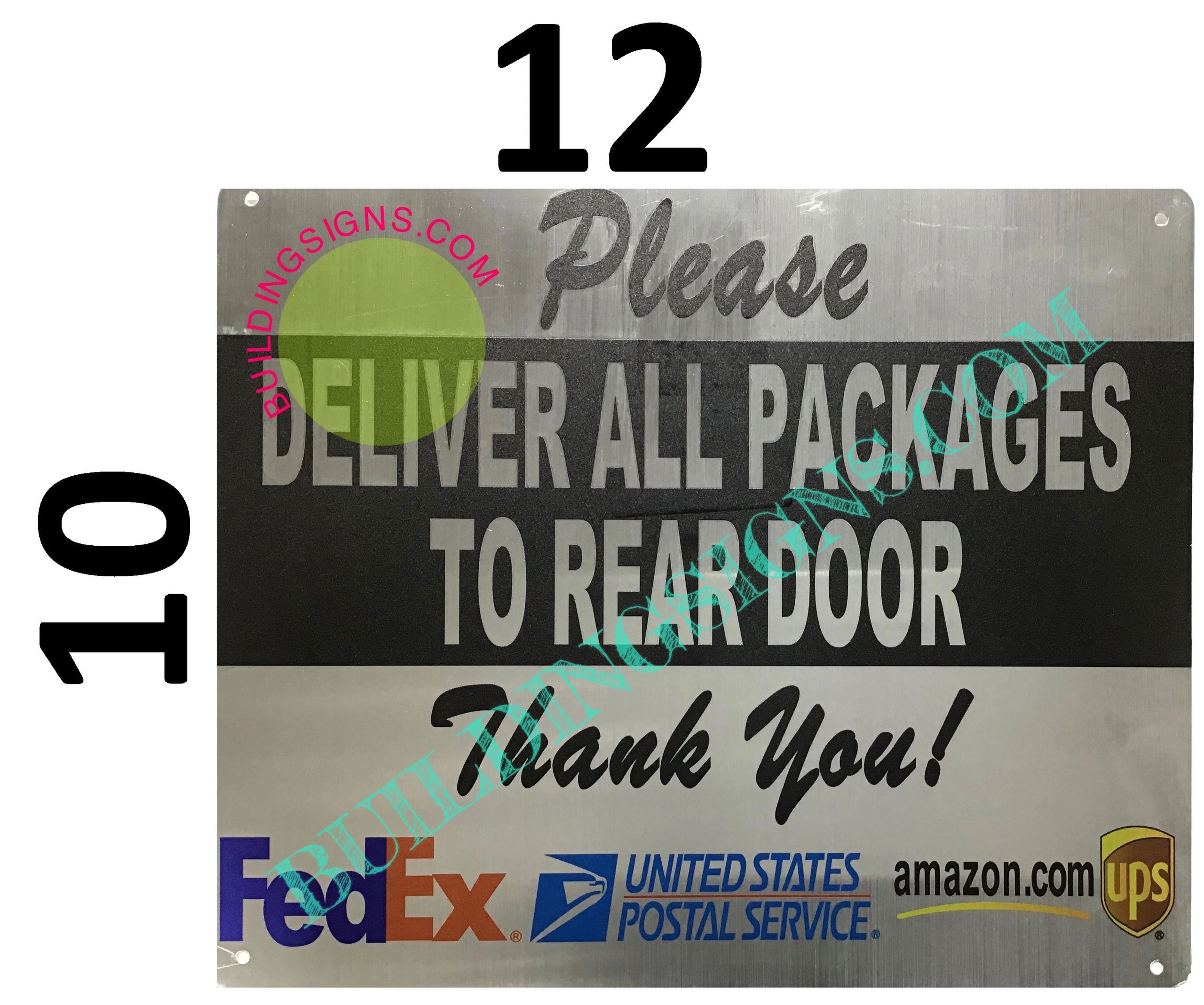 HPD SIGN: ALL DELIVERIES TO BACK DOOR SIGN (ALUMINUM SIGNS 10X12) | HPD ...