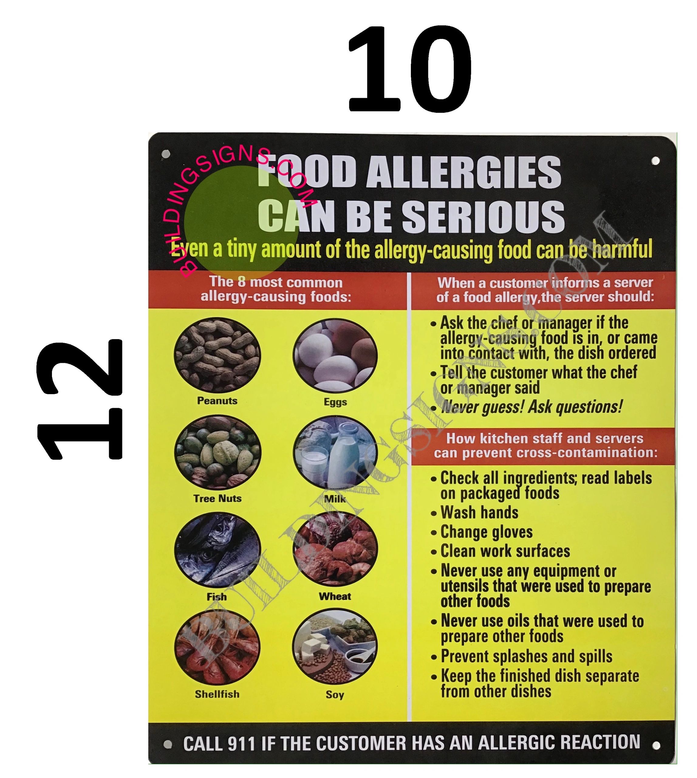 HPD SIGNFood Allergies Sign (ALUMINUM CONSUMER ADVISORY FOR NYC) HPD