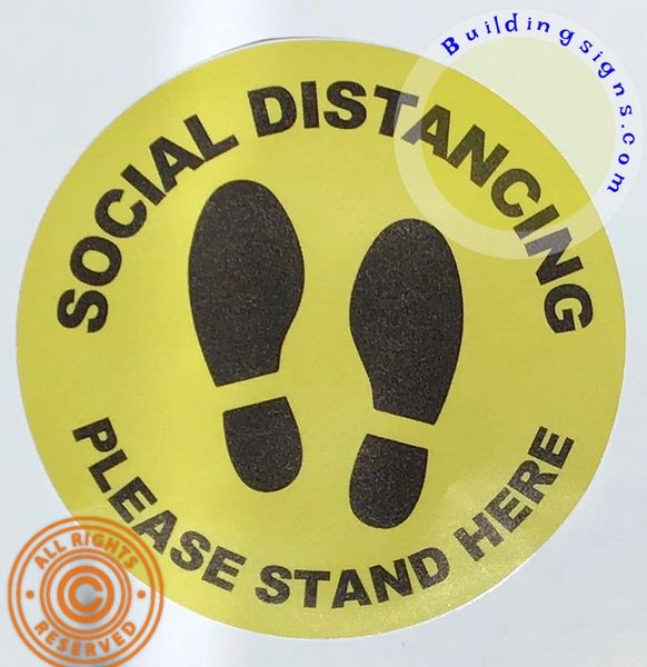 PRACICE SOCIAL DISTANCING STAND HERE SIGN | HPD SIGNS - THE OFFICIAL STORE