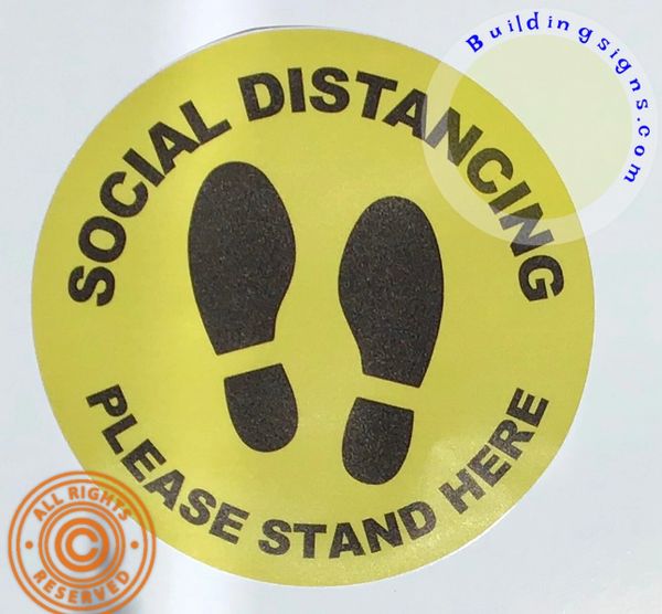 PRACICE SOCIAL DISTANCING STAND HERE SIGN | HPD SIGNS - THE OFFICIAL STORE