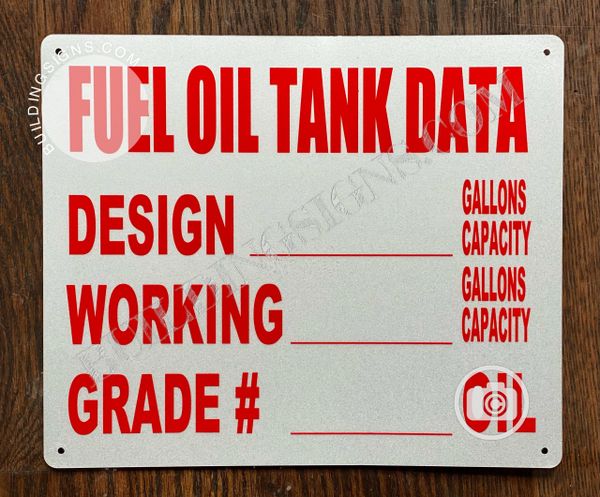 FUEL OIL TANK DATA SIGN | HPD SIGNS - THE OFFICIAL STORE