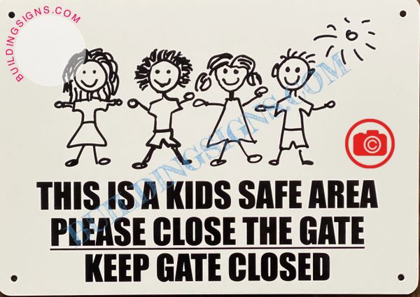 Vertical Sign - Exit Gates or Doors - This Is A Kids Safe Area