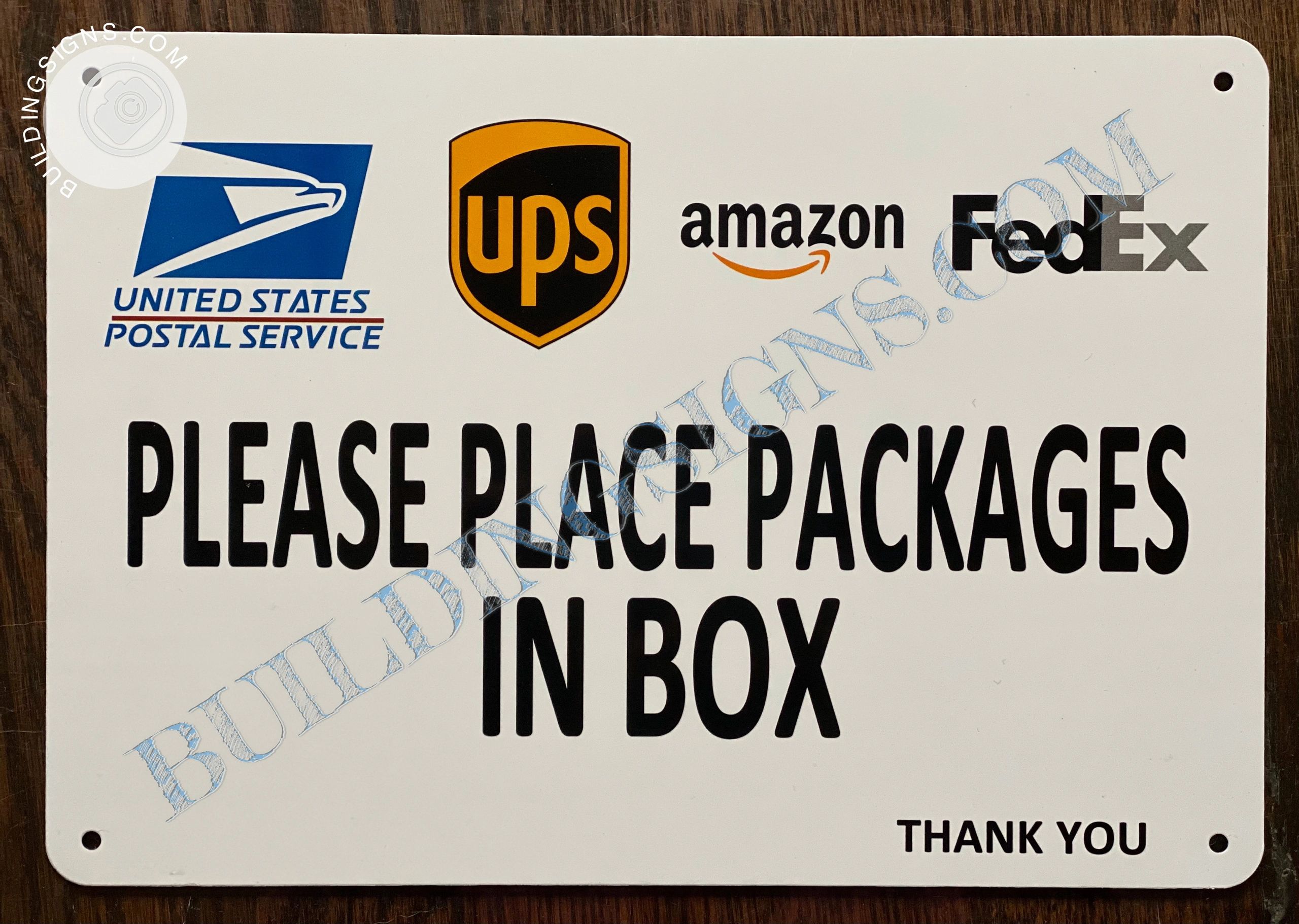 USPS UPS AMAZON FEDEX PLEASE PLACE PACKAGES IN BOX SIGN | HPD SIGNS ...