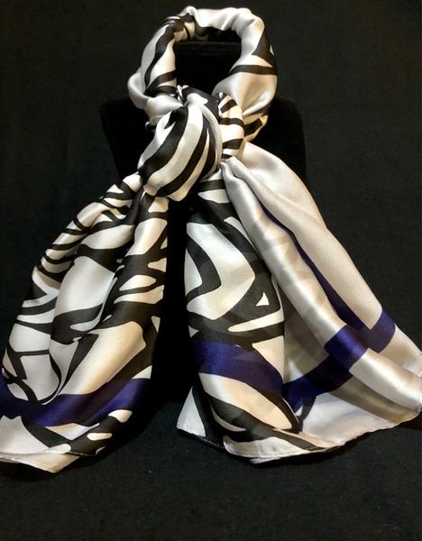 White/Black/Royal Blue (50% Silk/50% Polyester)