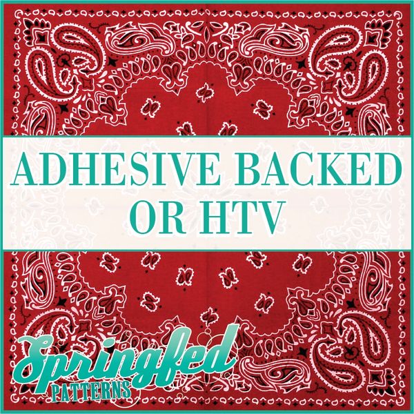 BANDANNA Pattern 1 in Red Adhesive Vinyl or HTV Heat Transfer Vinyl