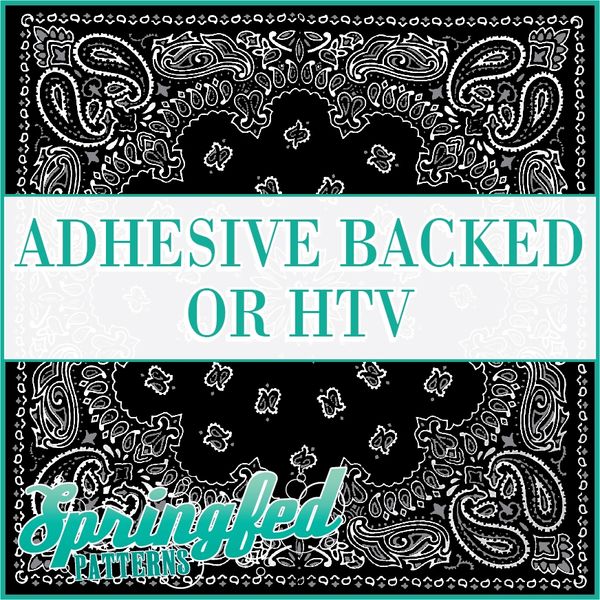 BANDANNA Pattern 1 in Black Adhesive Vinyl or HTV Heat Transfer Vinyl