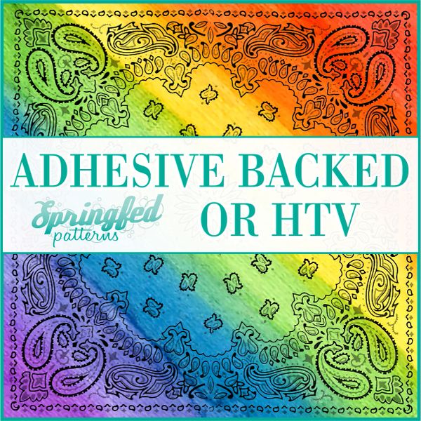 RAINBOW BANDANNA Pattern 1 Adhesive Vinyl or HTV Heat Transfer Vinyl