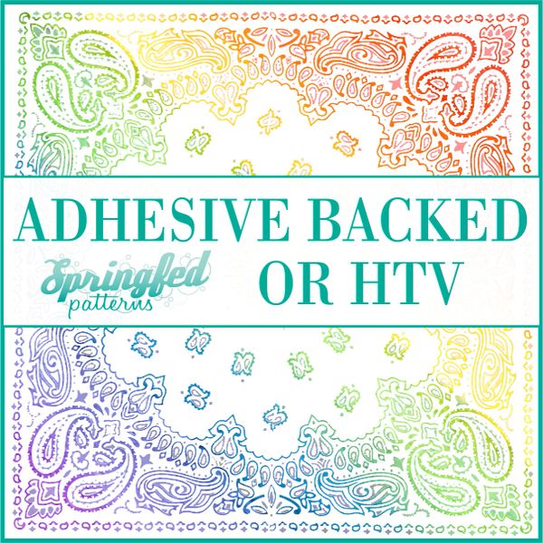 RAINBOW BANDANNA Pattern 2 Adhesive Vinyl or HTV Heat Transfer Vinyl
