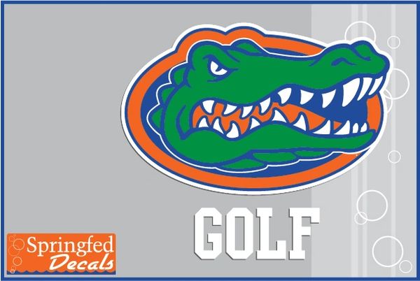 Florida Gators GOLF w/ Gator Head Logo #2 Vinyl Decal | SpringfedDecals.com