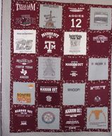 This Texas A&M Maroon Out Quilt features rare Aggie tshirts.  It was a privilege to create this very