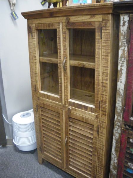 Solid Pine Wood Cabana 60 Upright Cabinet Medium Wax Finish Lc A