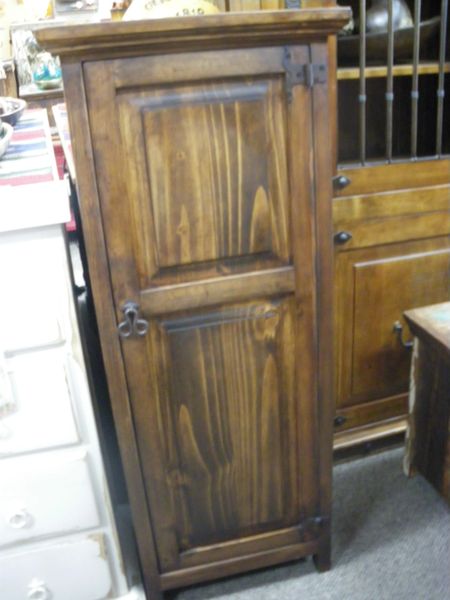 Solid Pine Wood Mini Cabinet Armoire Dark Wax Finish Lt Arm 19