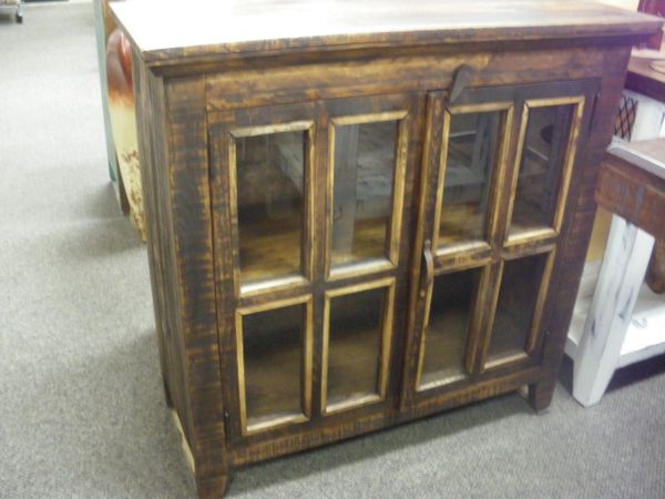 Solid Pine Wood Cabana 36 Curio Cabinet Dark Wax Finish Lc Vit 0