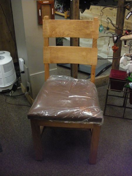 Solid Pine Wood Country Rustic Padded Chair Medium Wax Finish Lt