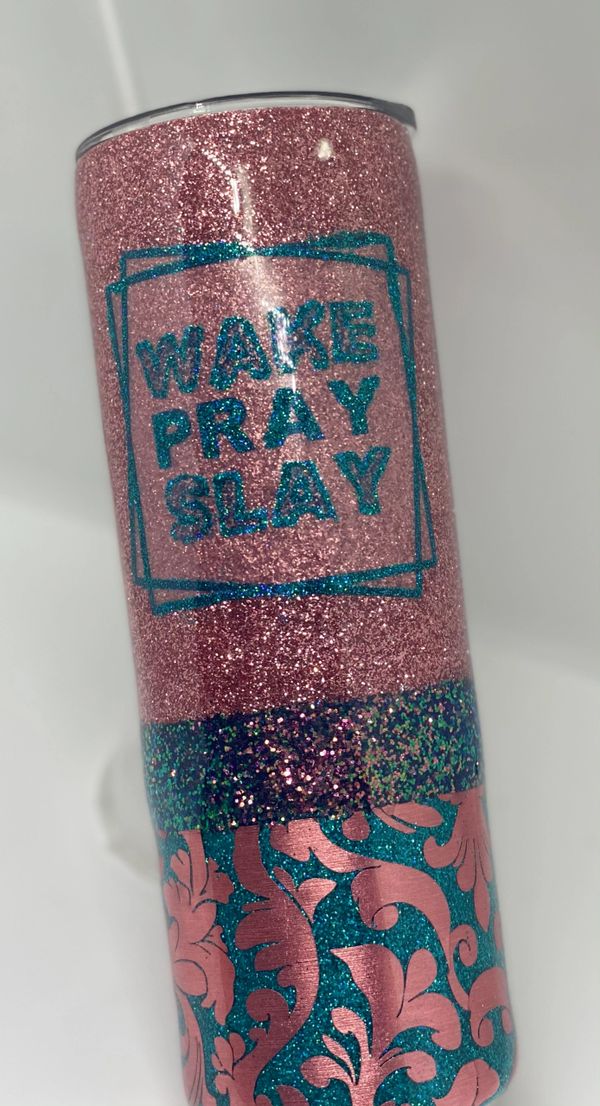 Wake Pray Slay. 20 oz Skinny Tumbler. Custom 