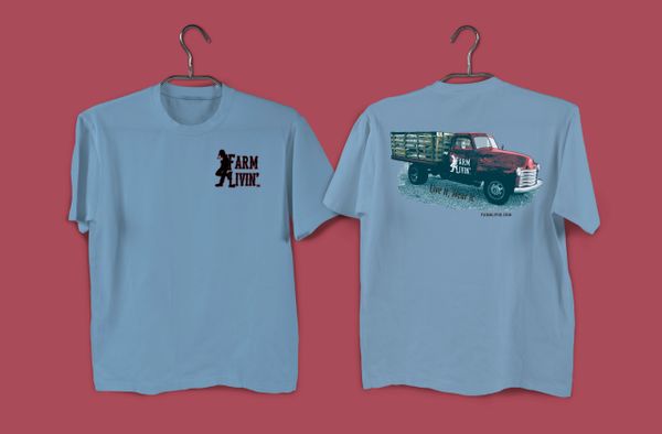 Washed Denim T-Shirt/ Vintage Truck Design