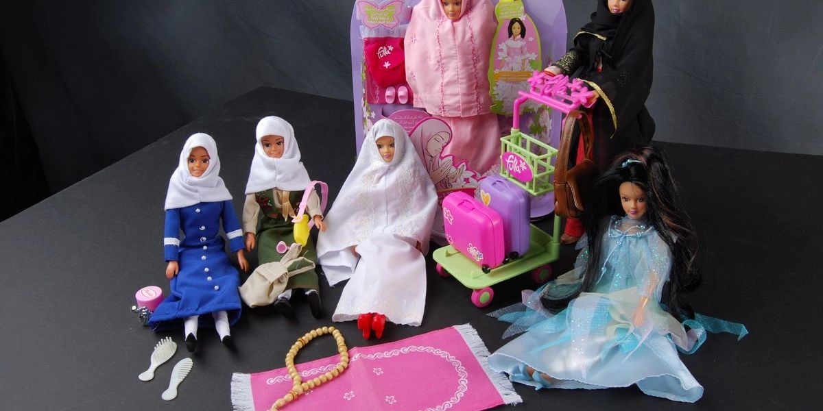 Muslim Satin Doll Clothes Pink SATIN Islamic Doll Clothes Fulla Doll Clothes 