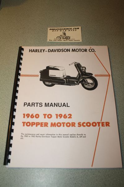 Harley Davidson Topper Parts Book Manual 1960 - 1962