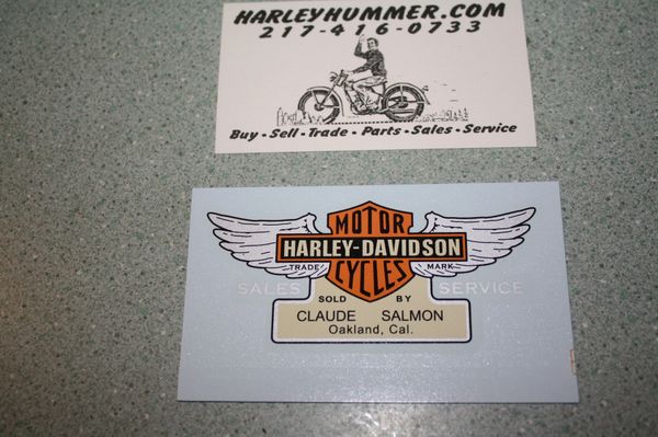 Claude Salmon Dealer Decal, Harley Davidson Hummer Dealership Decal, Oakland California