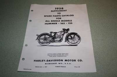 99452-58 1958 Spare Parts Catalog Supplement