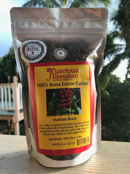 100% Kona Coffee Medium Roast Whole Bean 8oz